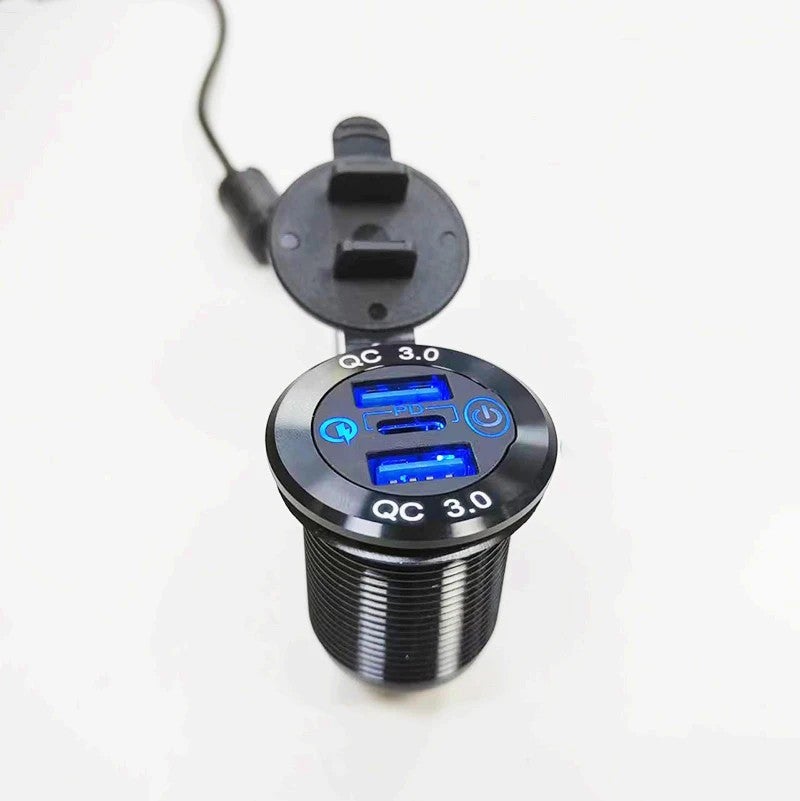 Bluejw 60W USB C Car Charger, Universal 12V/24V Automobile Adapter with PD3.0 & QC3.0, Triple USB Metal Touch Design Car Charger Socket - Image 3